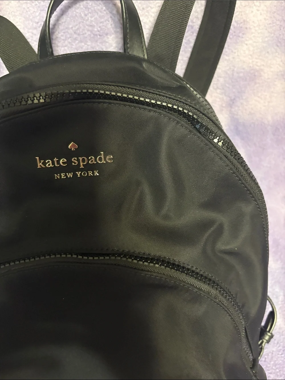 kate spade Black Nylon Mini Backpack with Front Pocket